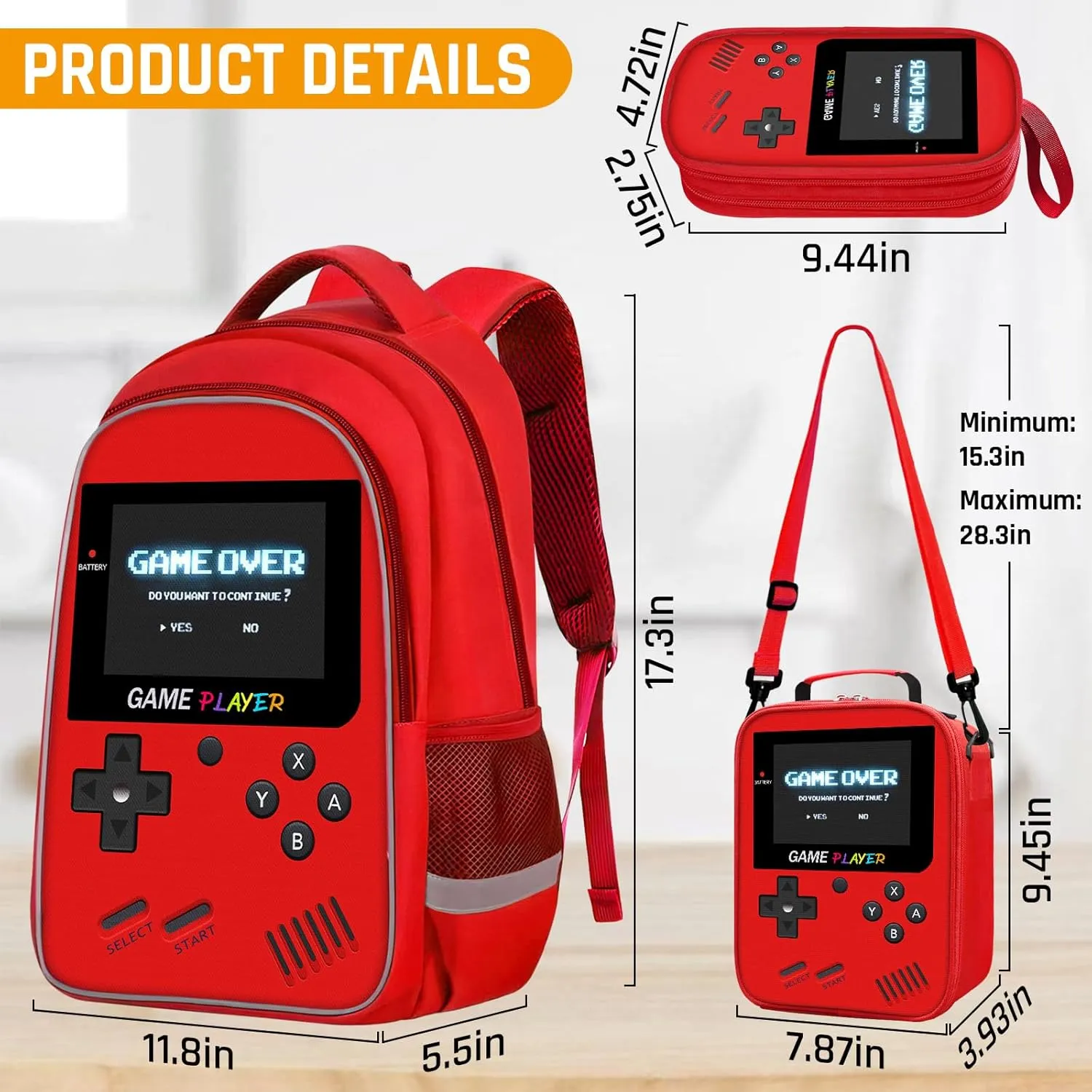 School Backpack For Boys - Gamer Boys Backpack For Kids Children Teens Elementary Middle School - Ages 6-18，17″