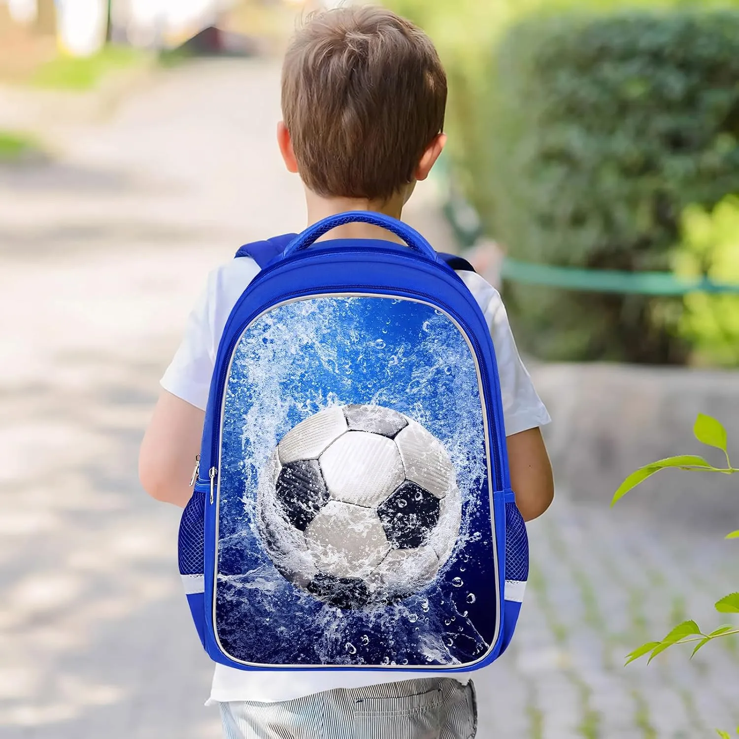 School Backpack for Boys - Soccer Boys Backpack for Kids Children Teens Elementary Middle School - Students Bag for Ages 6-18,17″Bookbag Multifunctional Large Capacity
