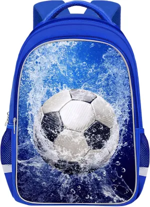 School Backpack for Boys - Soccer Boys Backpack for Kids Children Teens Elementary Middle School - Students Bag for Ages 6-18,17″Bookbag Multifunctional Large Capacity
