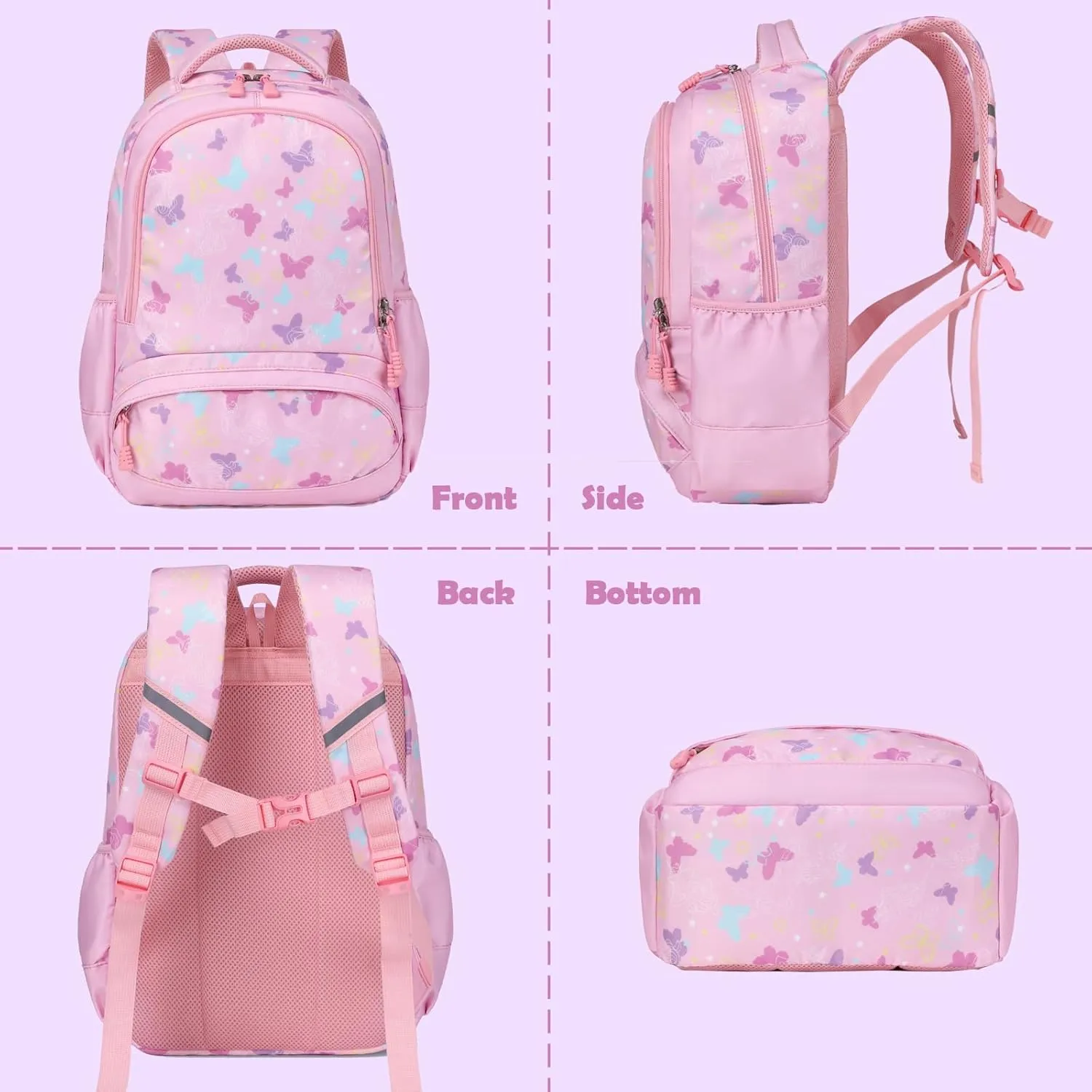 School Backpack for Girls, 3PCS Backpack Set with Lunch Box Pencil Case for Preschool Elementary High School Kids Teens