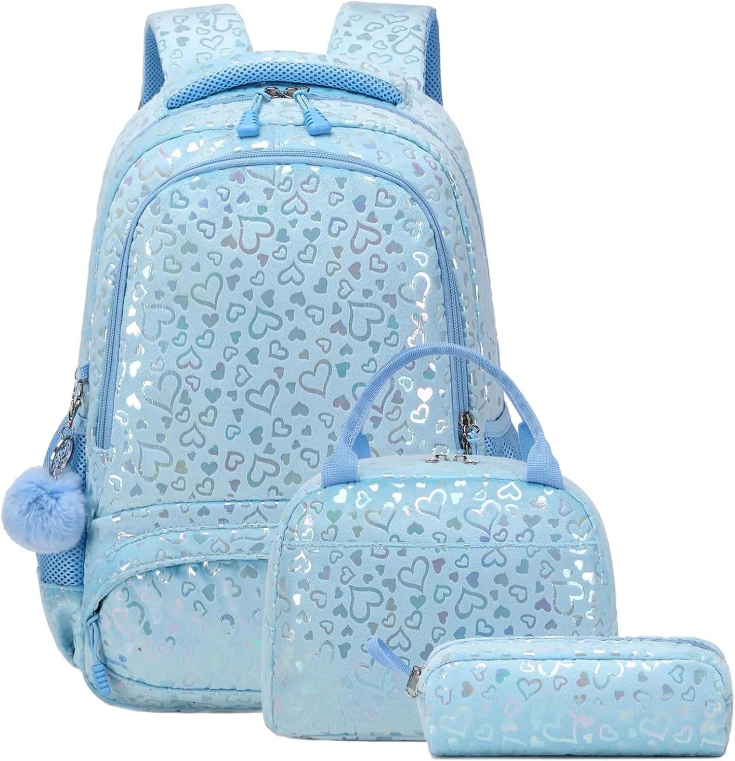 School Backpack for Girls, 3PCS Backpack Set with Lunch Box Pencil Case for Preschool Elementary High School Kids Teens
