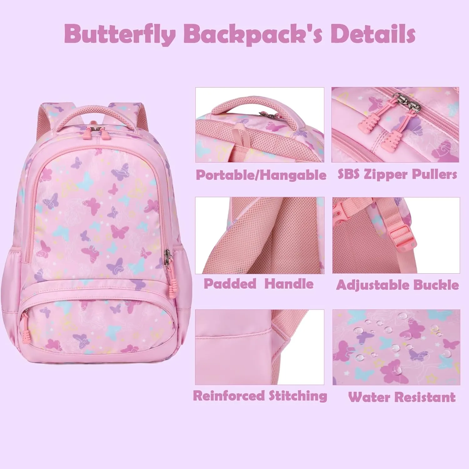 School Backpack for Girls, 3PCS Backpack Set with Lunch Box Pencil Case for Preschool Elementary High School Kids Teens