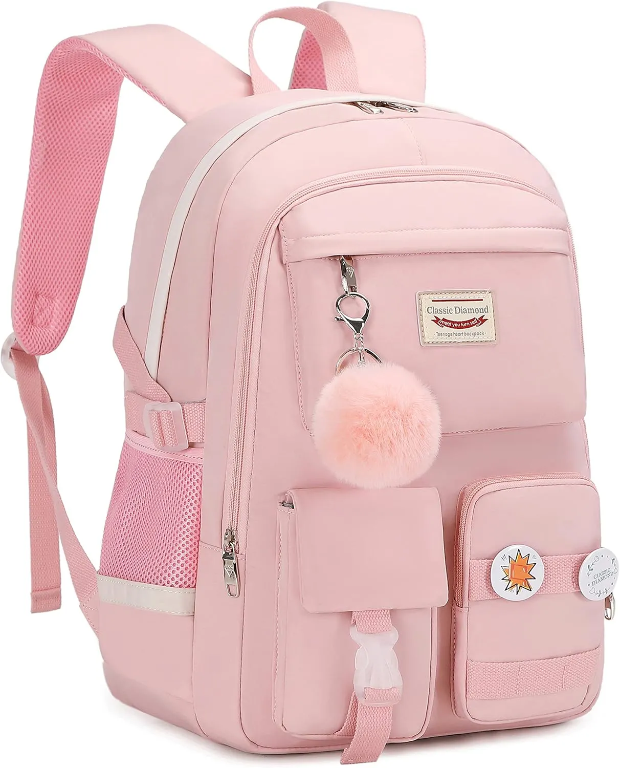 School Backpack for Girls Laptop Backpack Cute Bookbag Kawaii School Bag Anime College Backpack for Teens Girls Student (Pink)