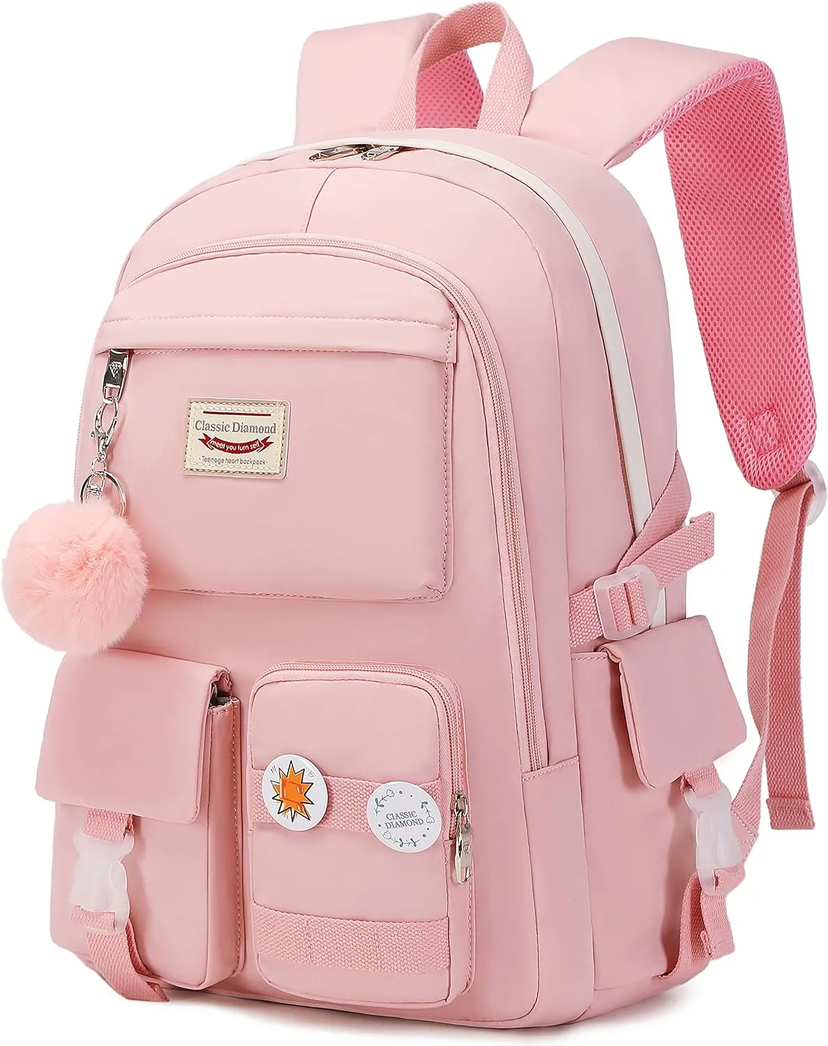 School Backpack for Girls Laptop Backpack Cute Bookbag Kawaii School Bag Anime College Backpack for Teens Girls Student (Pink)