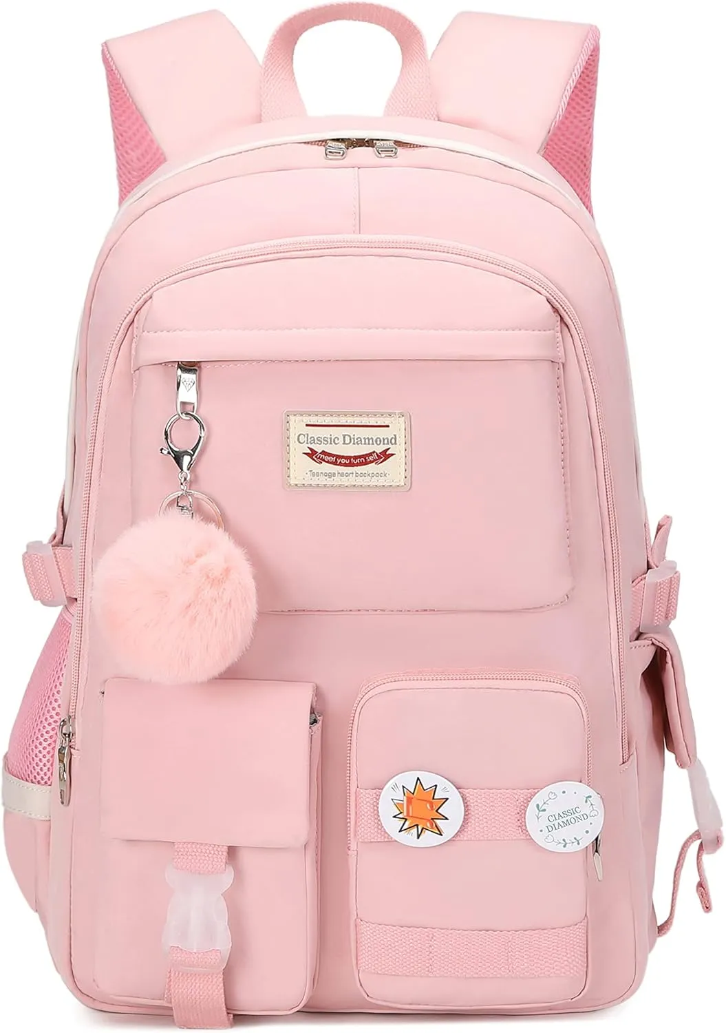 School Backpack for Girls Laptop Backpack Cute Bookbag Kawaii School Bag Anime College Backpack for Teens Girls Student (Pink)