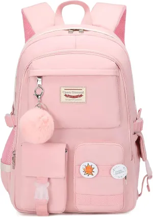 School Backpack for Girls Laptop Backpack Cute Bookbag Kawaii School Bag Anime College Backpack for Teens Girls Student (Pink)