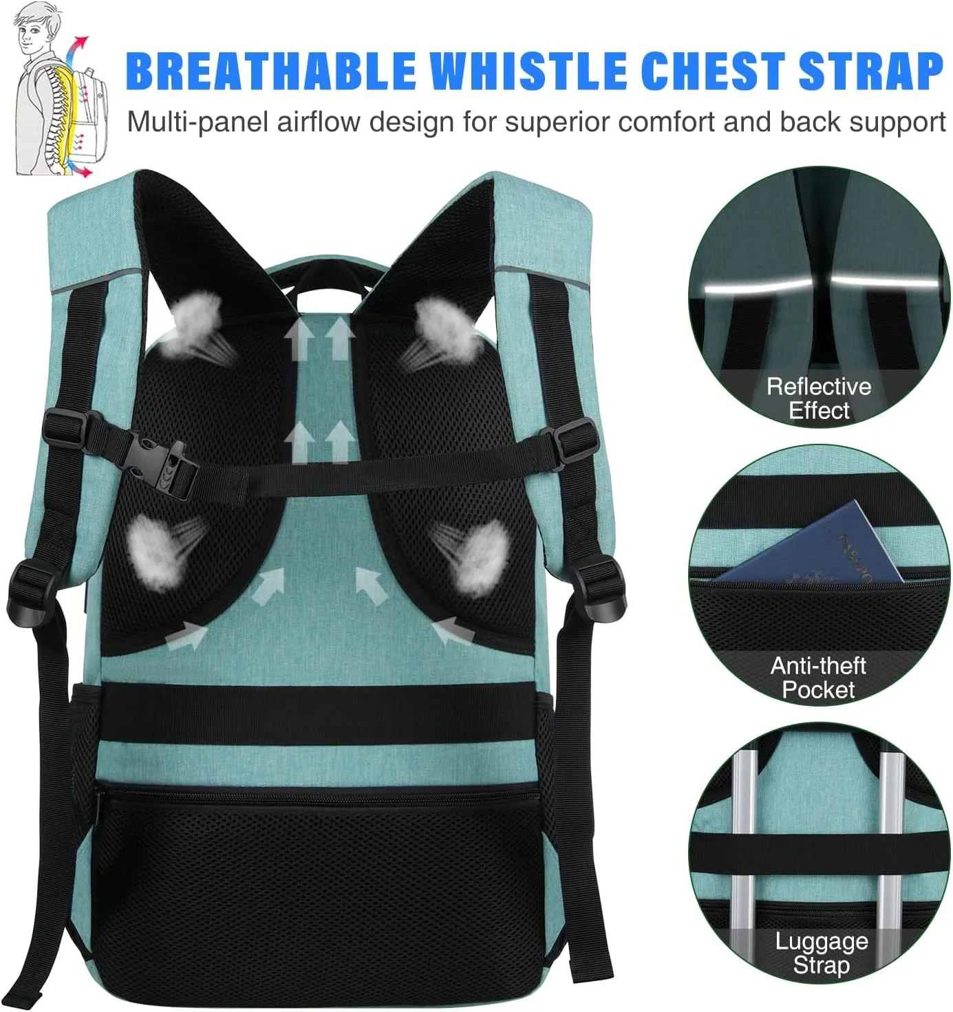 School Backpack for Teen Girls and Boys 15.6 inch Laptop Bookbag Backpack with USB for High School College Students