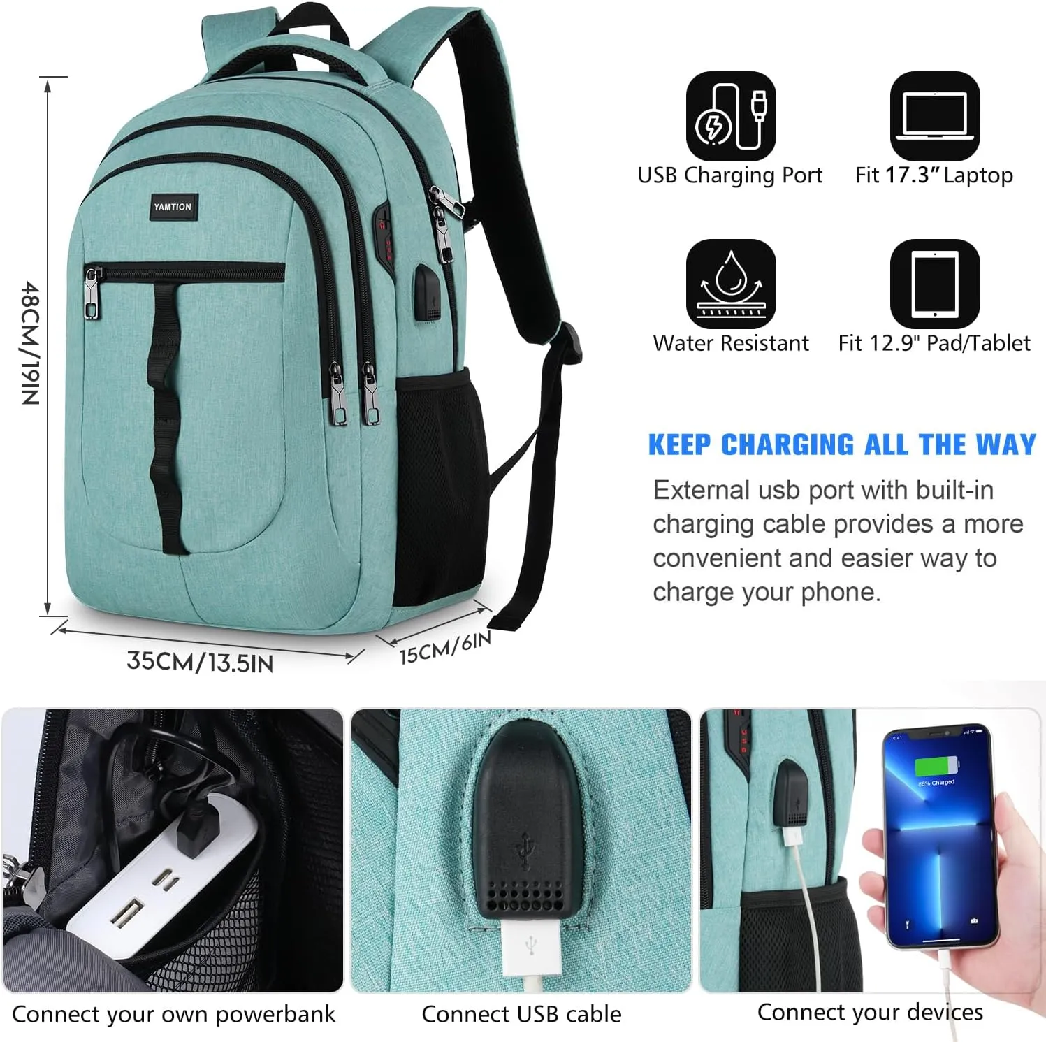 School Backpack for Teen Girls and Boys 15.6 inch Laptop Bookbag Backpack with USB for High School College Students