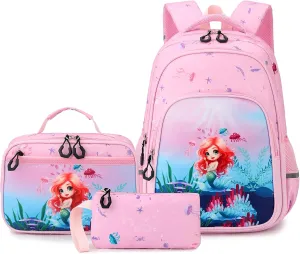 School Backpack Kids Set Middle Elementary Preschool with Lunch Bag & Pencil Case Bookbags for Boys Girls
