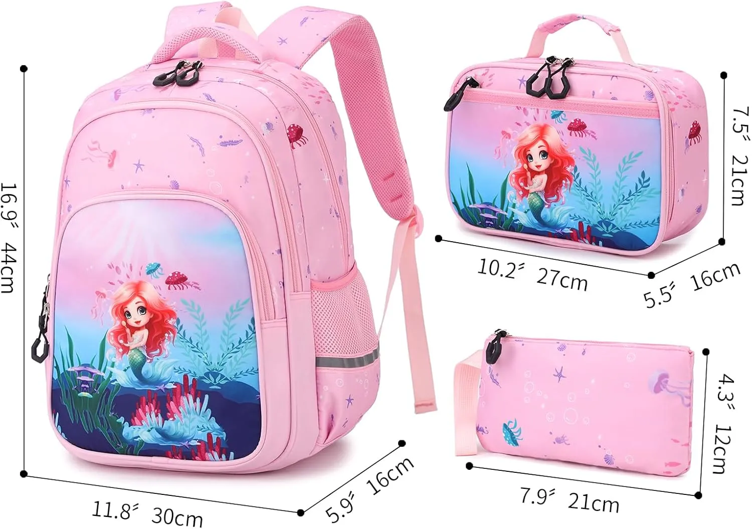 School Backpack Kids Set Middle Elementary Preschool with Lunch Bag & Pencil Case Bookbags for Boys Girls