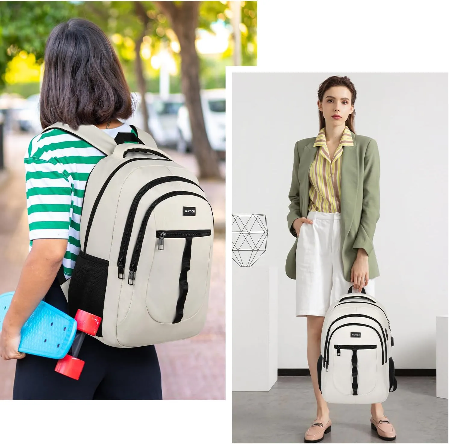 School Book Bag for Teen Girls and Boys Unisex Laptop Bookbag Backpack with USB for High School College Students