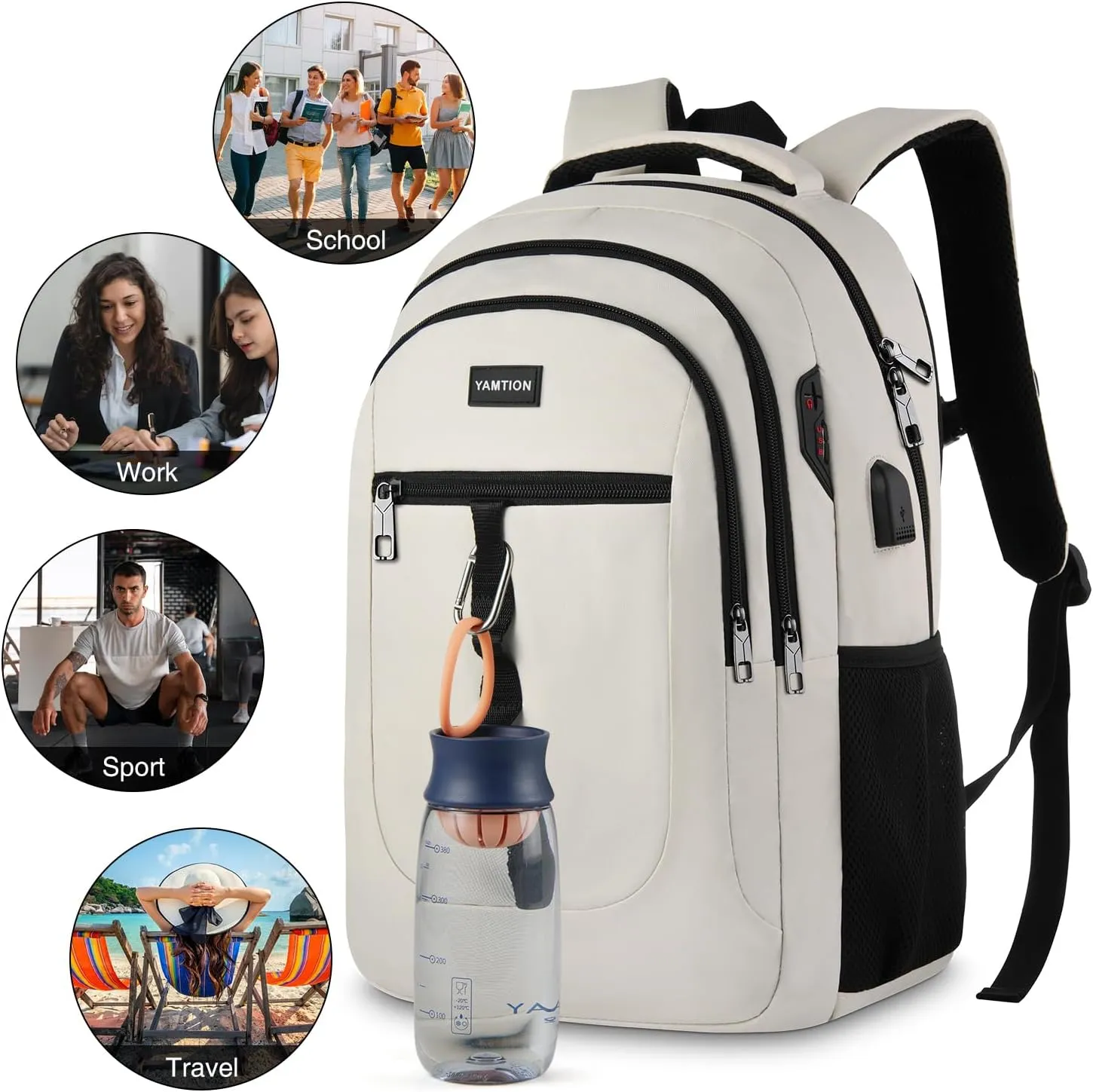 School Book Bag for Teen Girls and Boys Unisex Laptop Bookbag Backpack with USB for High School College Students