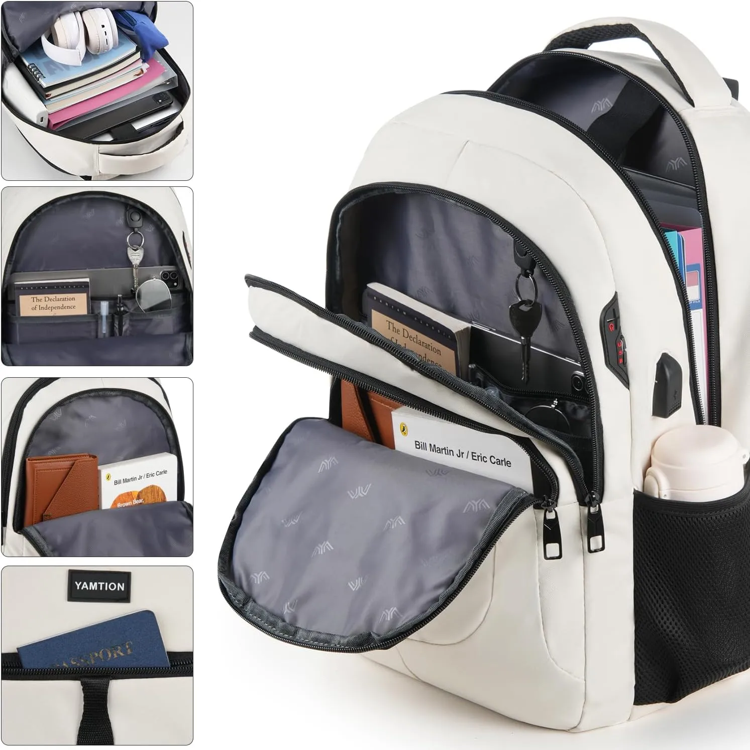 School Book Bag for Teen Girls and Boys Unisex Laptop Bookbag Backpack with USB for High School College Students