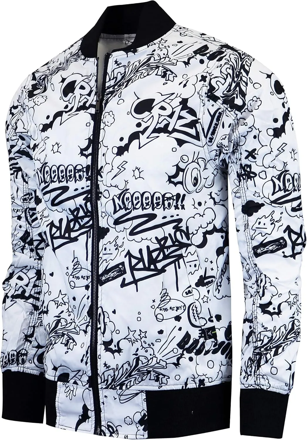 Screenshotbrand Lightweight Hooded Water Resistant Windbreaker - Zip-up Fashion Map Print Rain Jacket