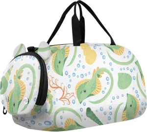 Sea Stingray Fish Sports Duffle Bag for Girls Boys, Gym Bag with Shoe Compartment, Kids Travel Overnight Weekender Shoulder Bag