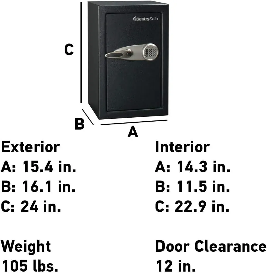 SentrySafe XX-Large Black Floor Safe with Digital Coded Keypad, Gun Safe for Handgun or Other Valuables, 2.2 Cubic Feet, T6-331