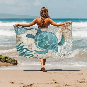 senya Beach Towel Beach Blanket Mat 71”x 31” Sea Turtle Lives Coral Pool Towel Portable for Beach Festival Picnic Travel Outdoor Camping