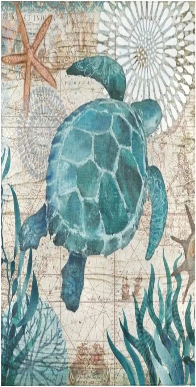 senya Beach Towel Beach Blanket Mat 71”x 31” Sea Turtle Lives Coral Pool Towel Portable for Beach Festival Picnic Travel Outdoor Camping