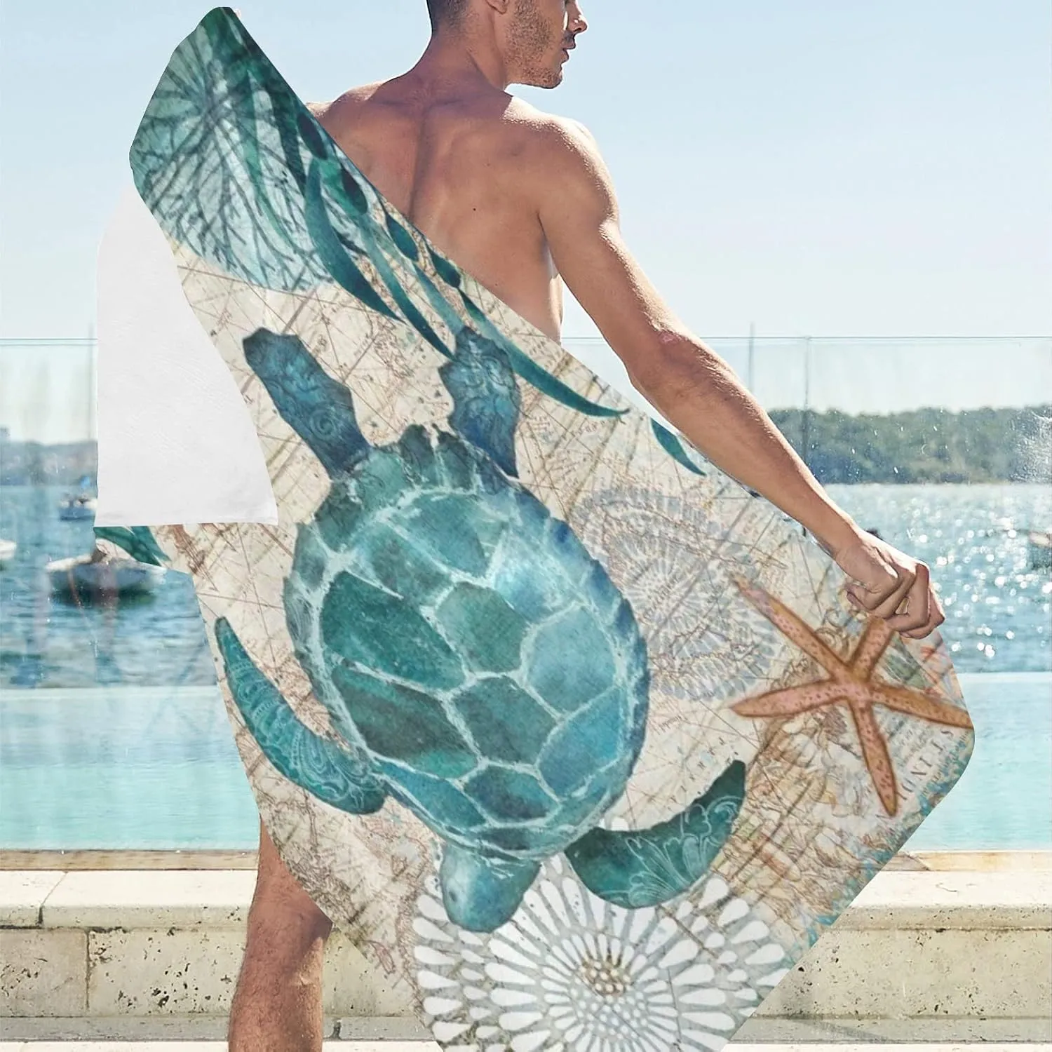 senya Beach Towel Beach Blanket Mat 71”x 31” Sea Turtle Lives Coral Pool Towel Portable for Beach Festival Picnic Travel Outdoor Camping