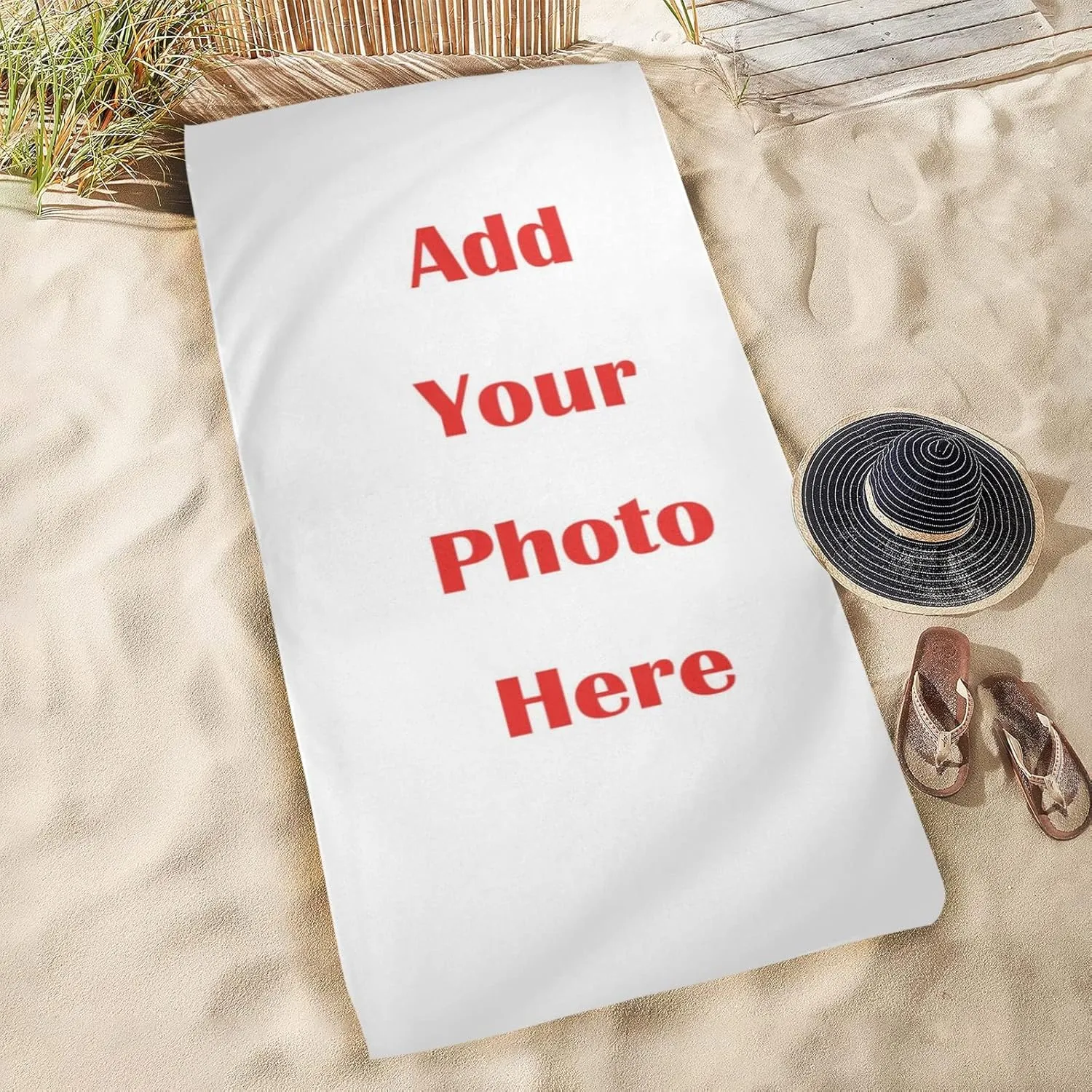 senya Custom Beach Towel - Add Your Photo -Beach Blanket Mat 71”x 31” Pool Towel Portable for Beach Festival Picnic Travel Outdoor Camping