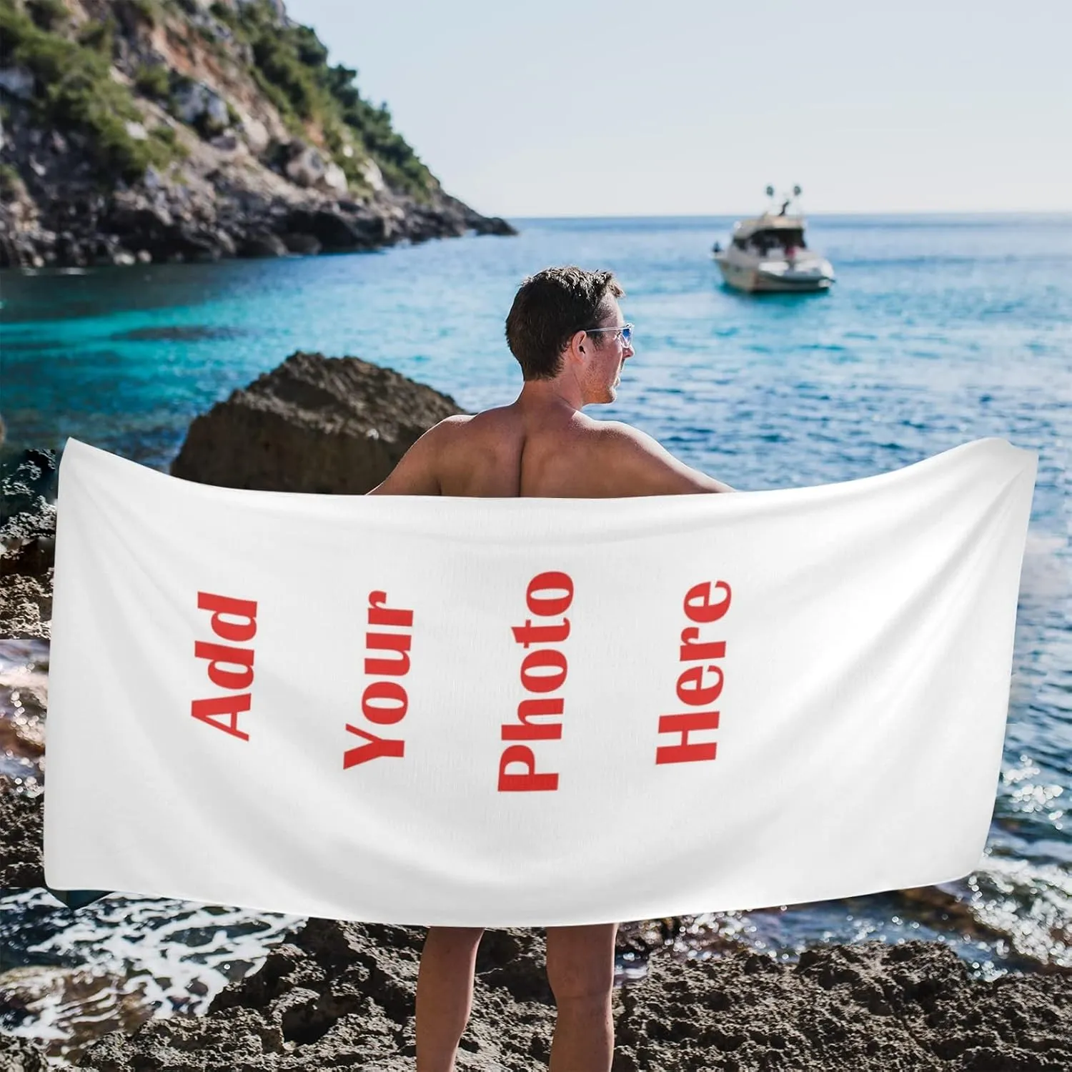 senya Custom Beach Towel - Add Your Photo -Beach Blanket Mat 71”x 31” Pool Towel Portable for Beach Festival Picnic Travel Outdoor Camping