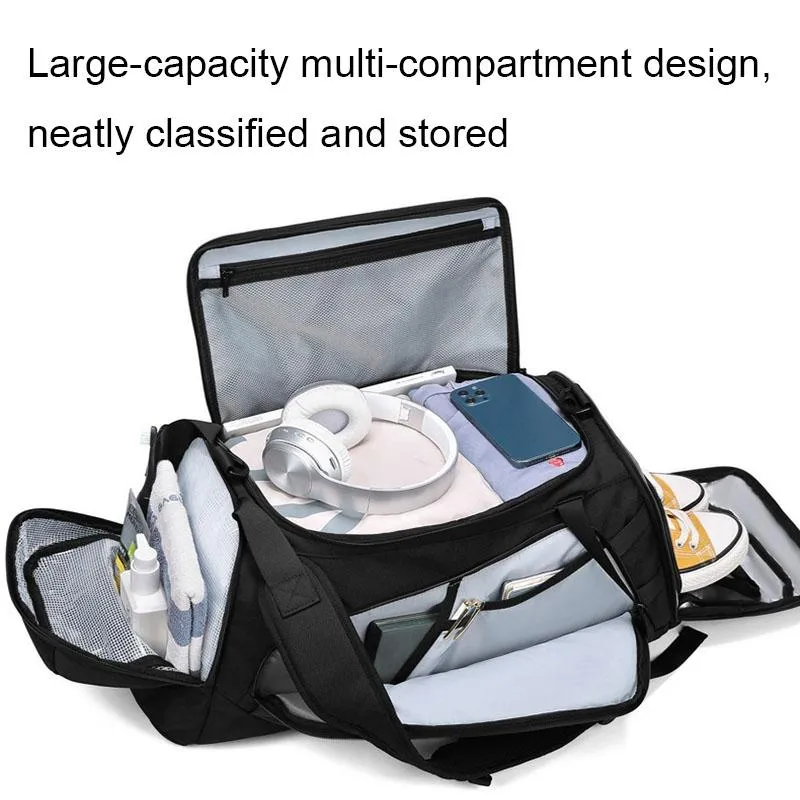 Separate Wet / Dry Large Gym Bag - Black