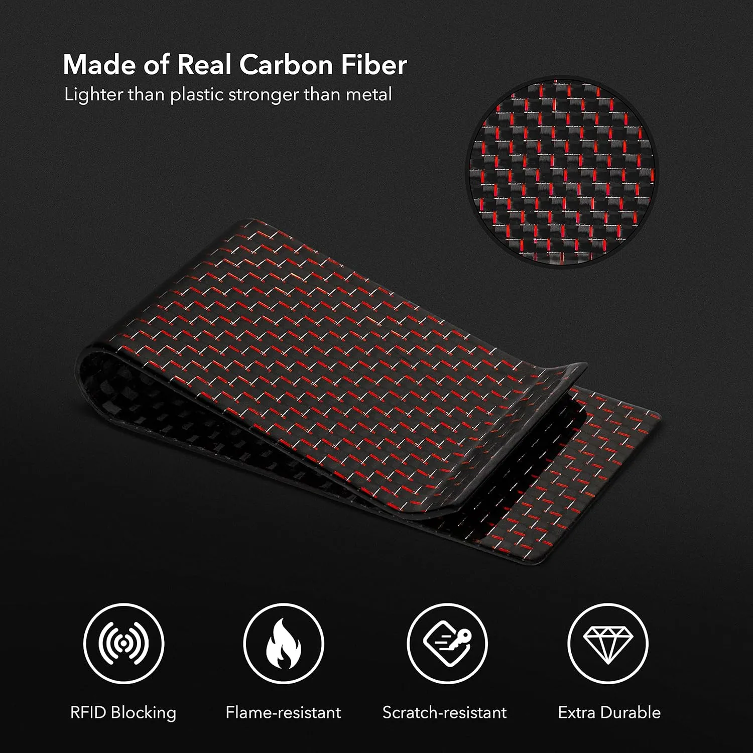 SERMAN BRANDS Carbon Fiber Money Clip for Men – Slim RFID Money Clip Wallet, Minimalist Front Pocket EDC Wallet Cash Holder & Credit Card Holder -100% Real Carbon Fiber Wallet