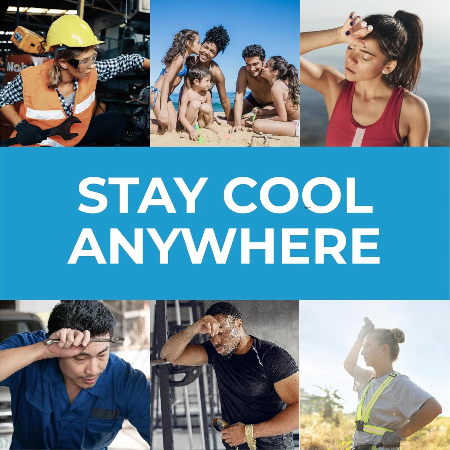 SHAKEitCOOL Original Cooling Towel – Be Cool in Style - Heat Relief, Soft, Lightweight, Sun Protection, Easy Clean - Perfect for Biking, Running, Yoga, Gym, Gardening - Beach