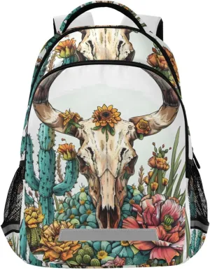 Sheep Goat Bones Cactus Backpack 3rd 4th 5th Grade School Bookbag Travel Laptop Daypack Bag for Boys Girls