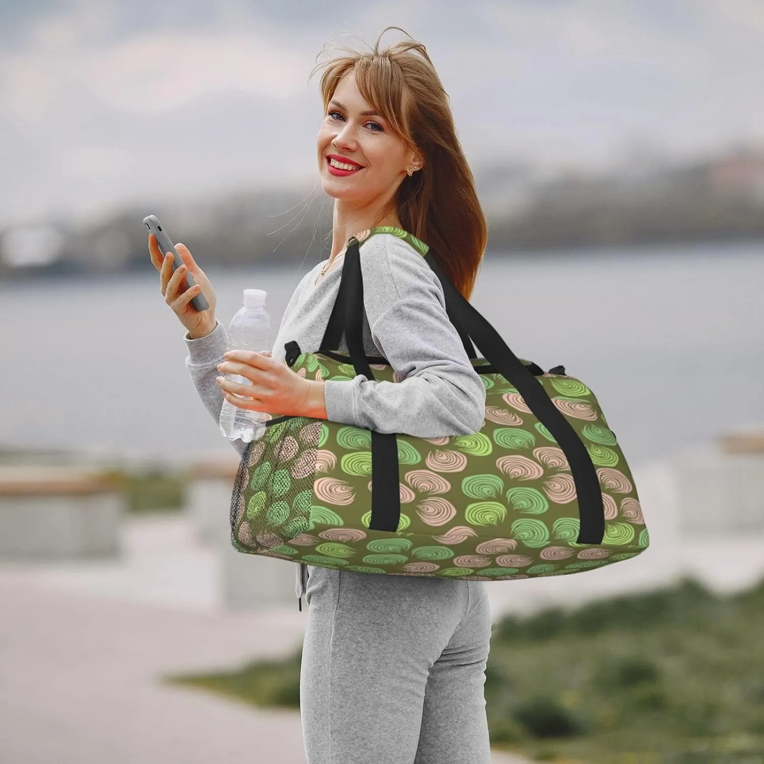 Shell Background Travel Duffel Bag Large Foldable Waterproof Overnight Bag For Beach Swim Bags Pool Sports Gym