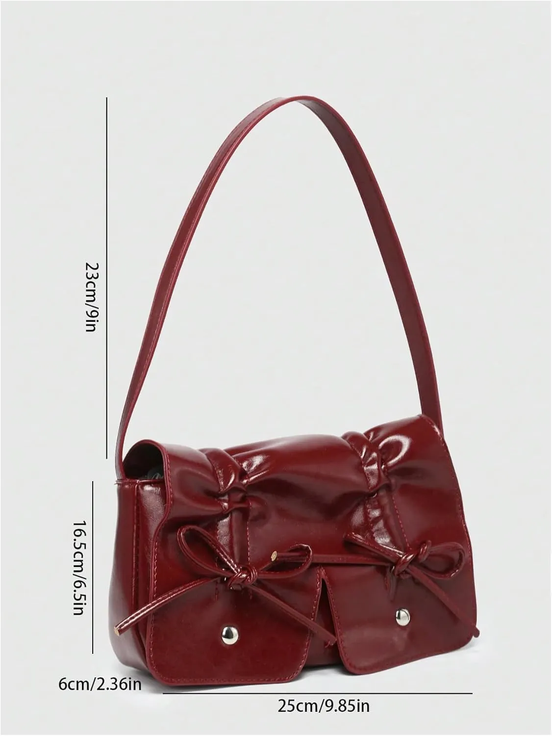 SHENHE Women's PU Leather Shoulder Bag Coquette Bow Purse Y2k Small Flap Purse Handbag