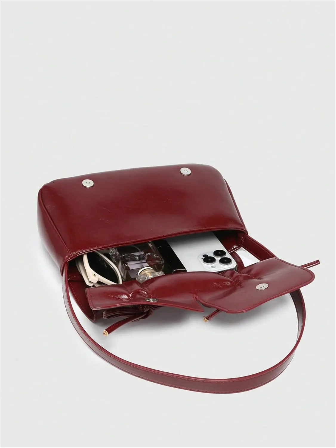 SHENHE Women's PU Leather Shoulder Bag Coquette Bow Purse Y2k Small Flap Purse Handbag