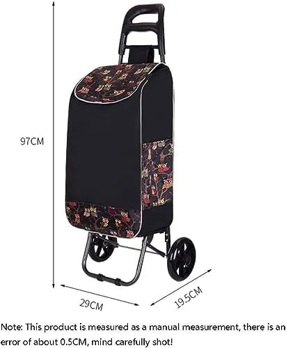 Shopping Trolley Grocery Shopping Cart Portable Shopping Cart Wheeled Bag with 2 Wheels and Zip Pocket Folding with Folding Design Folding Shopping Trolley Cart Grocery Cart