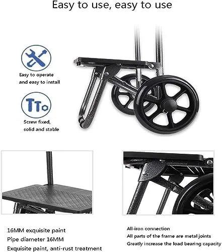 Shopping Trolley Grocery Shopping Cart Portable Shopping Cart Wheeled Bag with 2 Wheels and Zip Pocket Folding with Folding Design Folding Shopping Trolley Cart Grocery Cart