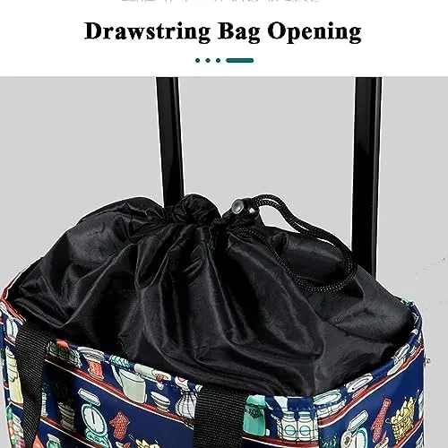 Shopping Trolley Grocery Shopping Cart Shopping Bag with Wheels Foldable Lightweight, Trolley Grocery Bags Waterproof Insulated Shopping Folding Shopping Trolley Cart Grocery Cart