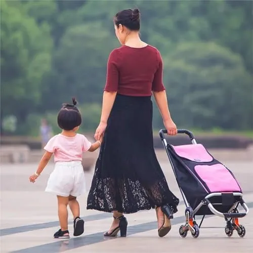 Shopping Trolley Grocery Shopping Cart Shopping Trolleys Household Portable Shopping Cart Aluminum Alloy Folding Trolley Wheeled Multifunctional Cart Folding Shopping Trolley Cart Grocery Cart(Black)