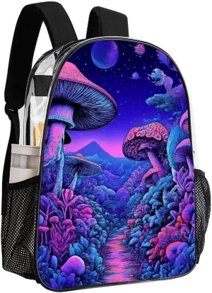 Shoulder Book Bags Anti-Theft Multipurpose Big Capacity Bookbag - Magic Mushroom Mushrooms Scenery Travel Hiking Backpack Transparent Bag