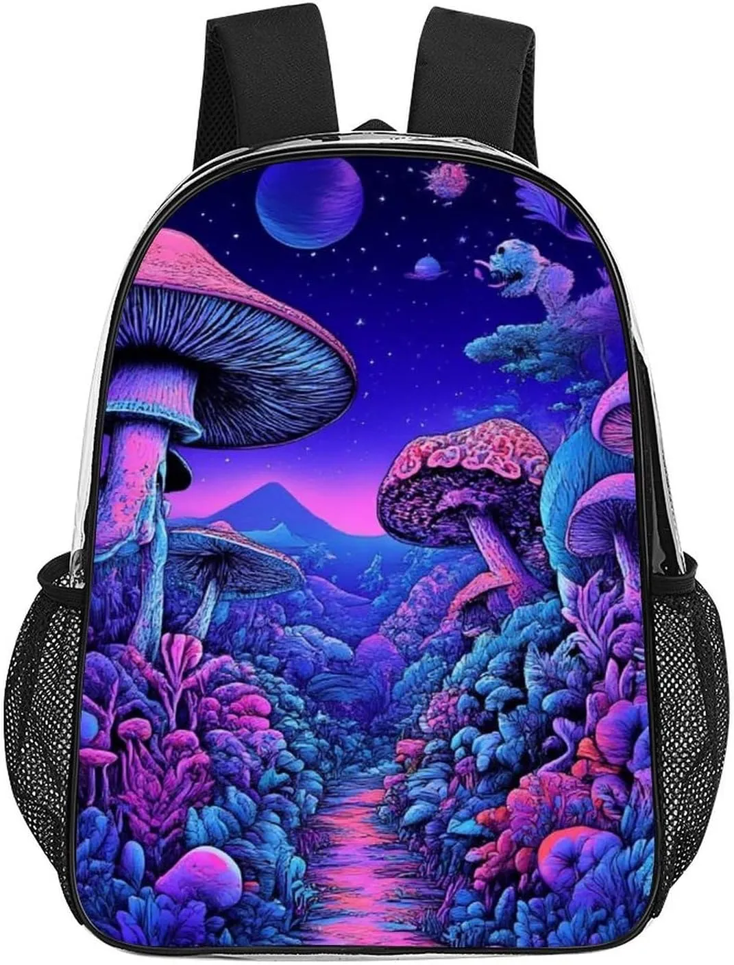 Shoulder Book Bags Anti-Theft Multipurpose Big Capacity Bookbag - Magic Mushroom Mushrooms Scenery Travel Hiking Backpack Transparent Bag