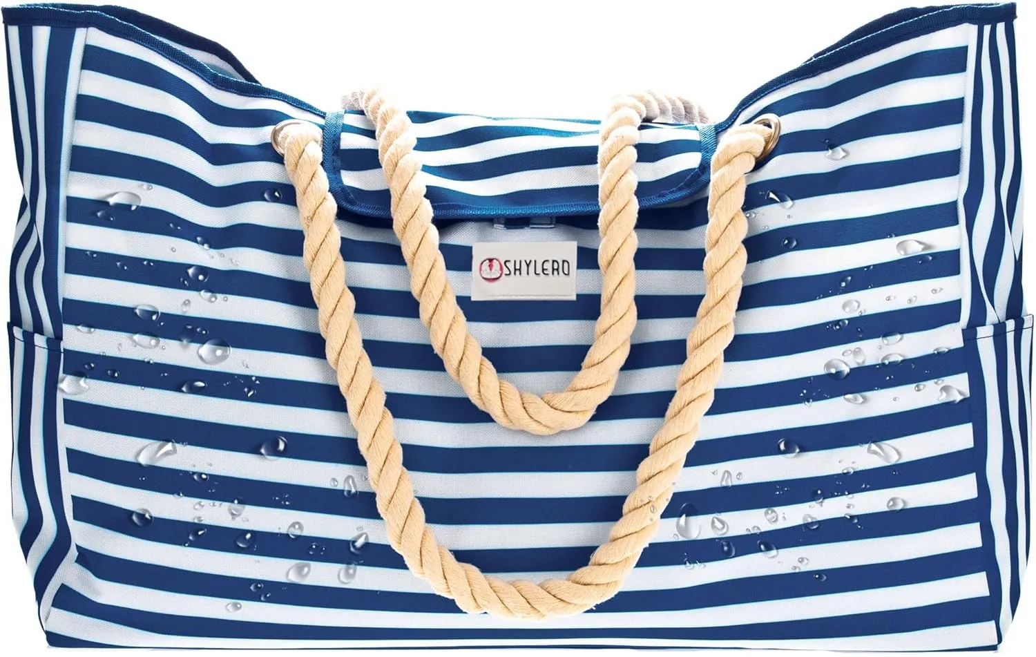 SHYLERO Beach Bag and Pool Bag Has Airtight Pouch, Magnetic Snap Closure. Beach Tote is Water Resistant. Family Size