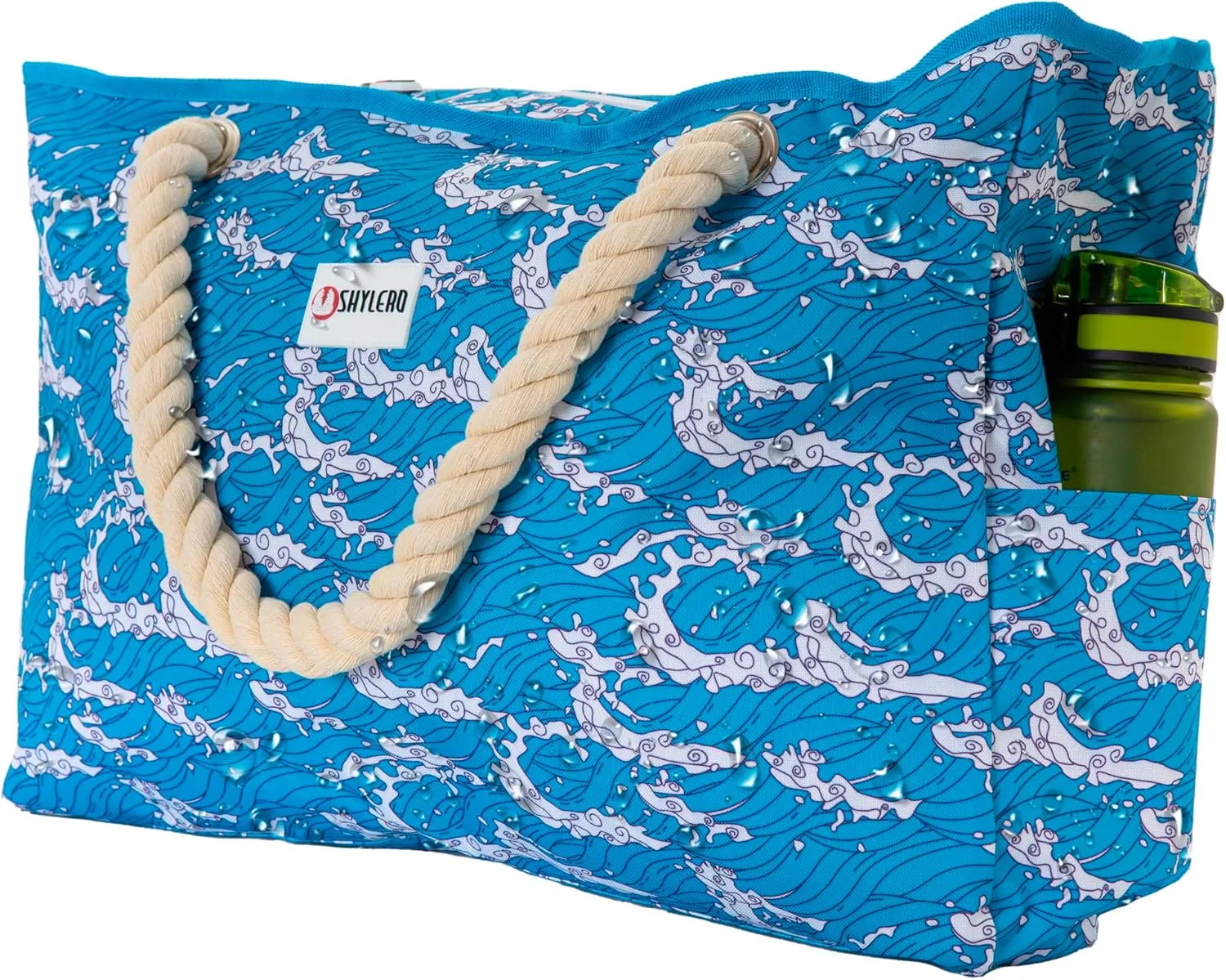SHYLERO Beach Bag and Pool Bag. Has Airtight Pouch, Ton of Pockets. Beach Tote is Zippered, Water Resistant. Family Size
