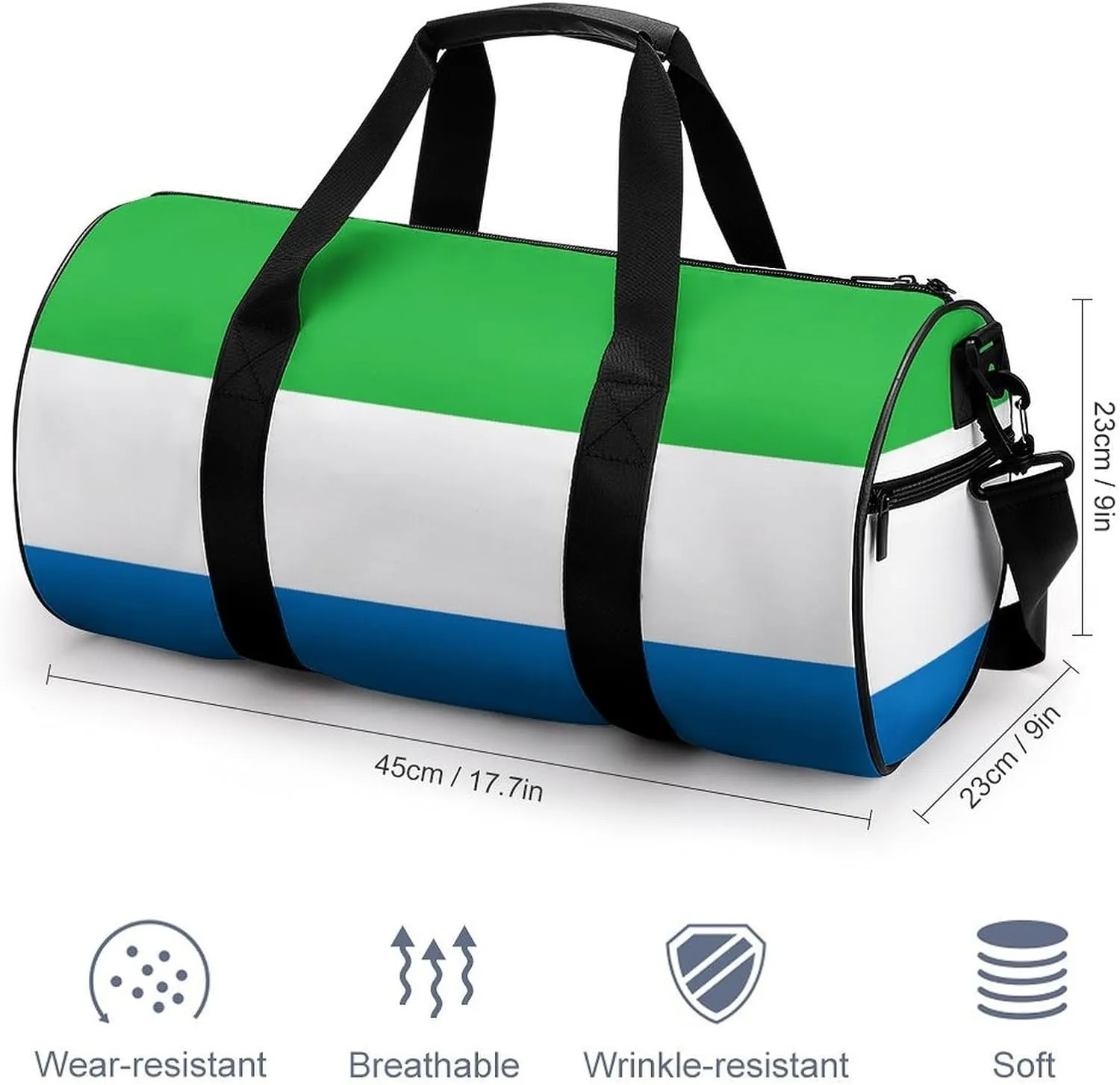 Sierra Leone Flag Travel Duffel Bag with Wet Pocket for Boys Girls Gym Weekender Tote