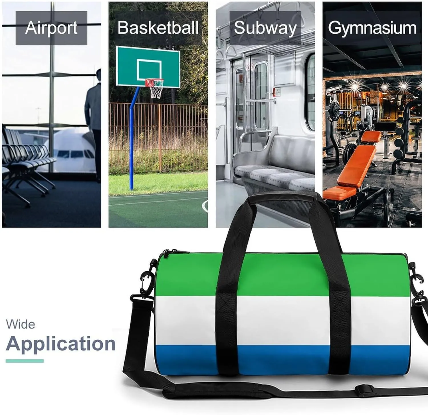 Sierra Leone Flag Travel Duffel Bag with Wet Pocket for Boys Girls Gym Weekender Tote