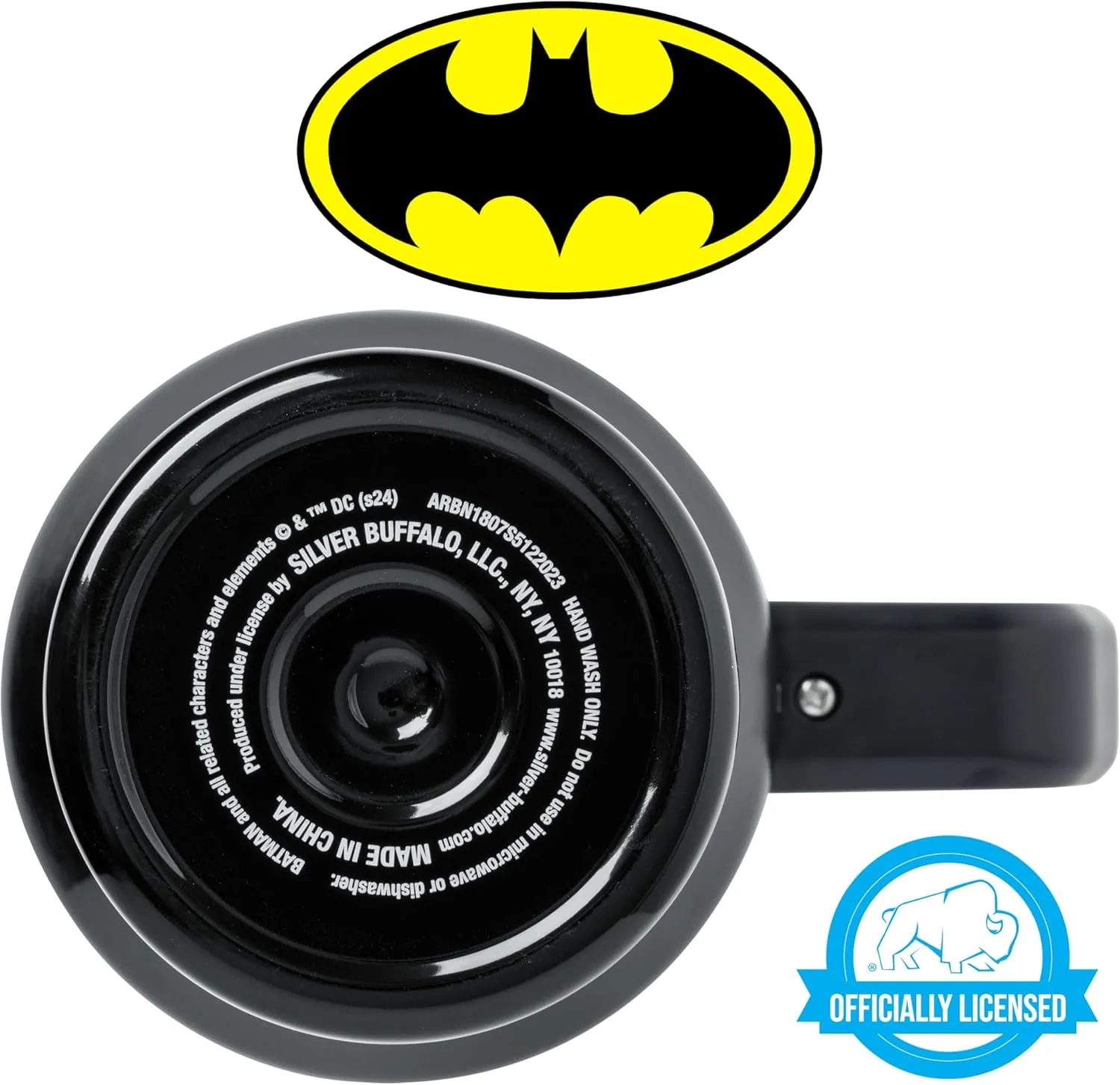 Silver Buffalo DC Comics Batman Logo Stainless Steel Tumbler with Handle and Straw, Fits in Standard Cup Holder, 40 Ounces