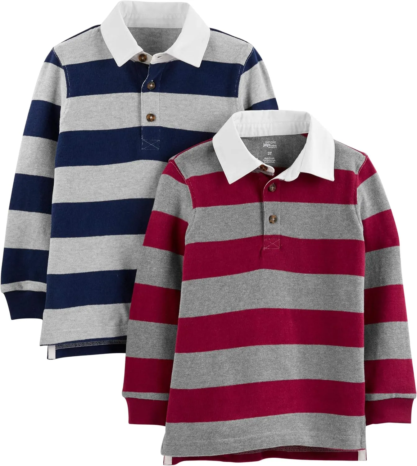 Simple Joys by Carter's Boys' 2-Pack Long-Sleeve Rugby Striped Shirts