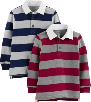 Simple Joys by Carter's Boys' 2-Pack Long-Sleeve Rugby Striped Shirts