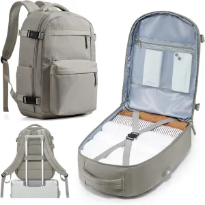 Simple Travel Backpack For Women Men,Carry on Backpack for Traveling on Airplane,Mochila de Viaje,Frontier Airlines Personal Item Travel Bag,Waterproof Luggage Backpack with USB Charging Port(Gray)