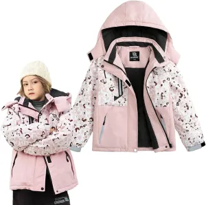 Simplee kids Girls Waterproof Ski Snow Jacket Fleece Colorful Winter Coat Warm Hooded