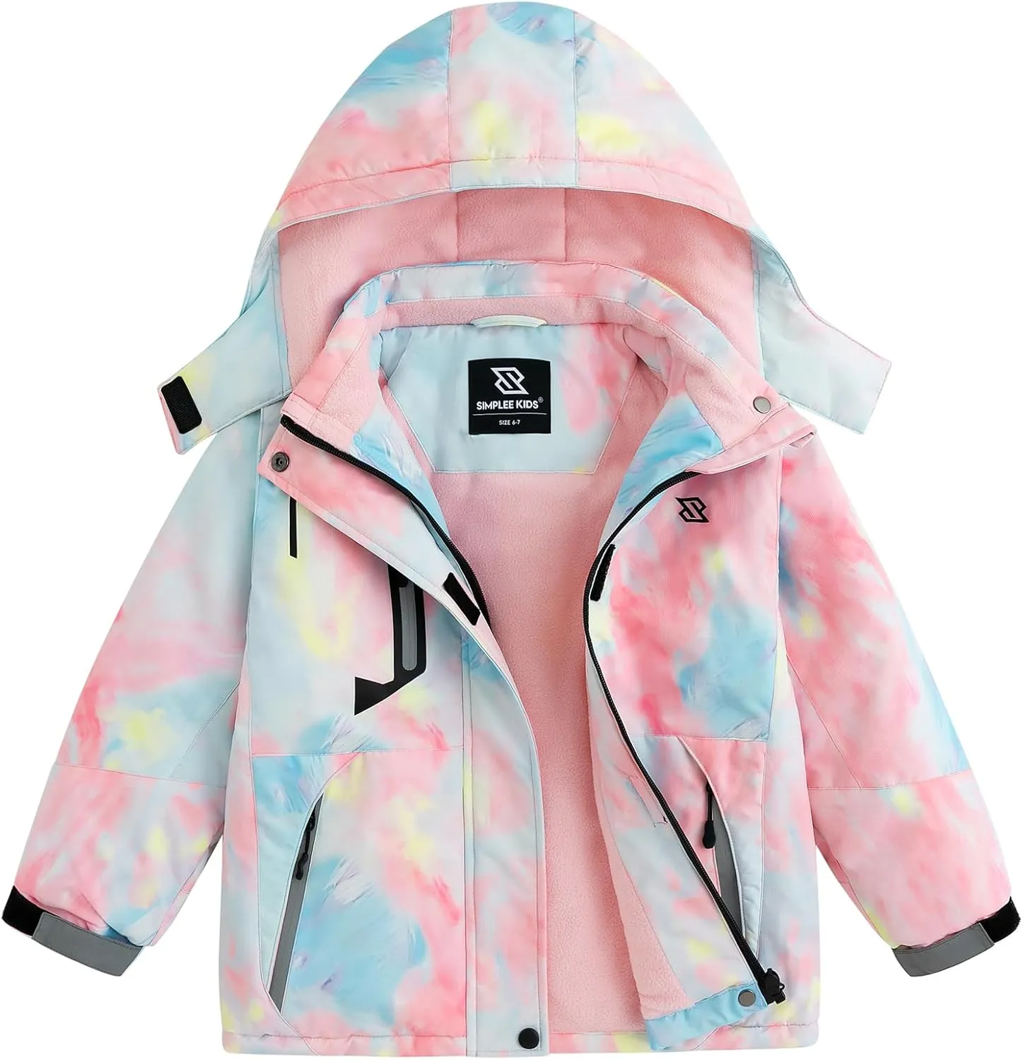Simplee kids Girls Waterproof Ski Snow Jacket Fleece Raincoat Colorful Winter Coat Warm Hooded