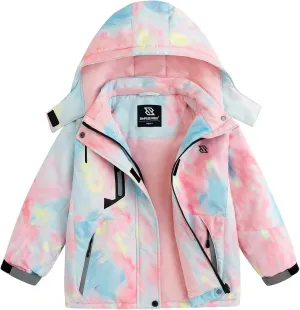 Simplee kids Girls Waterproof Ski Snow Jacket Fleece Raincoat Colorful Winter Coat Warm Hooded