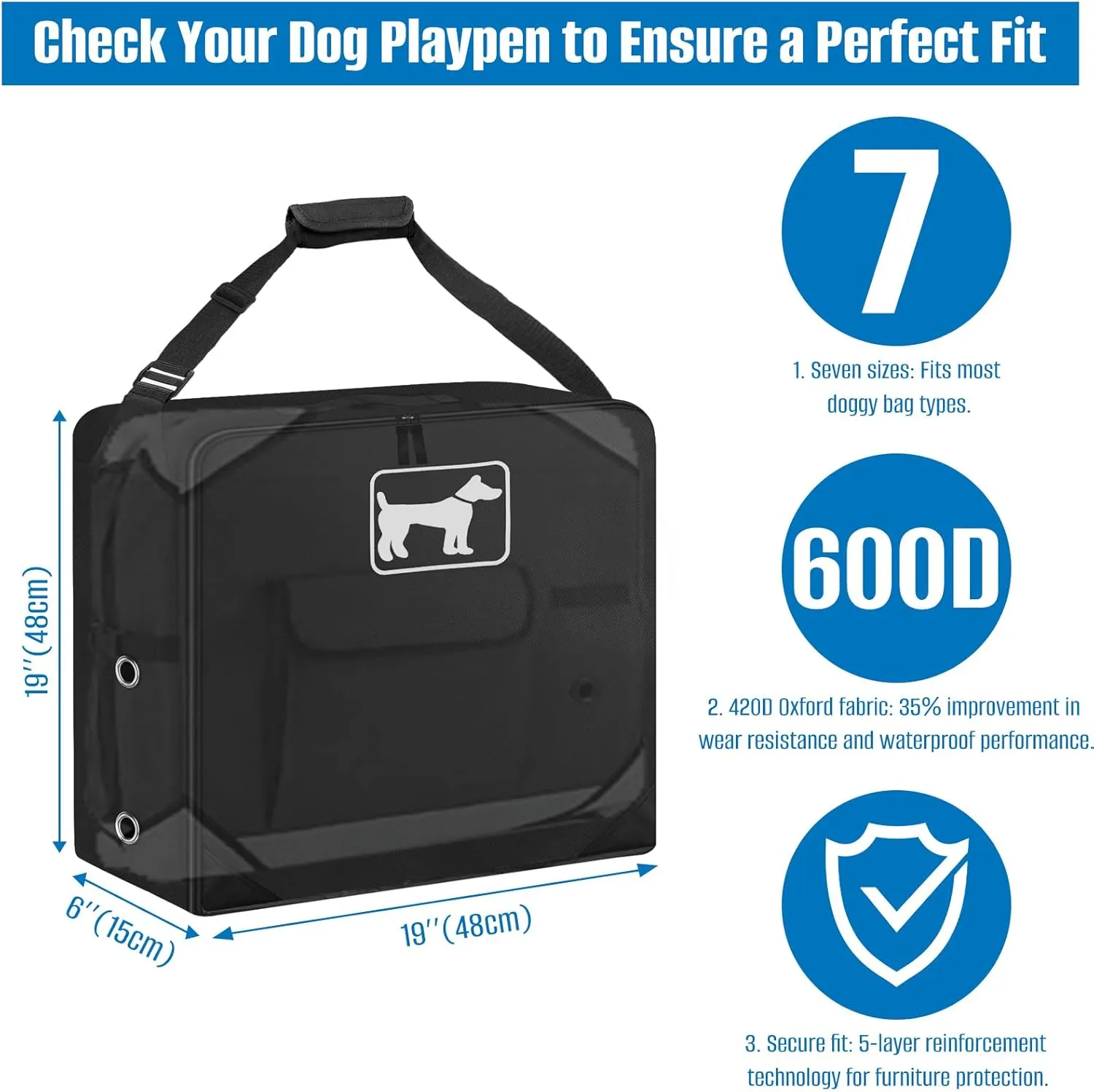 SIRUITON Collapsible Dog Crate Storage Bag Suitable for Collapsible Pet Crate,Heavy Duty 600D Oxford Kennel Tent Crate Dog Fence Travel Bag